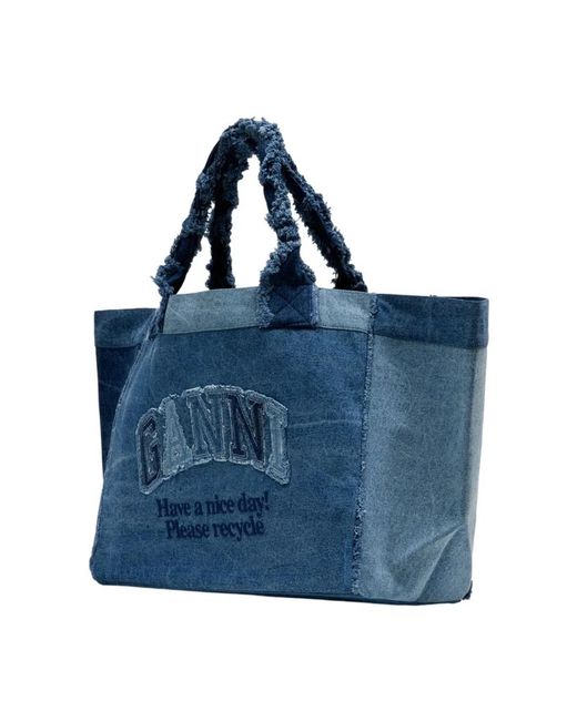 Ganni Blue Xxl Trapeze Shopper Bag