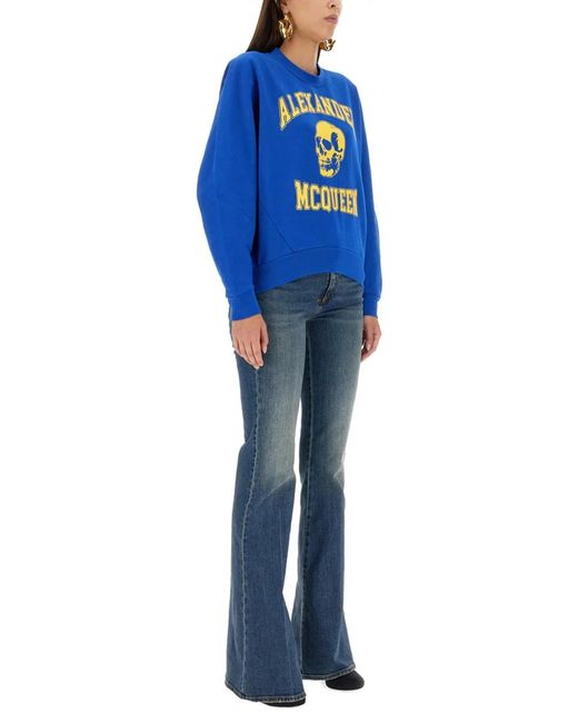 McQueen Blue Varsiity Skull Sweatshirt
