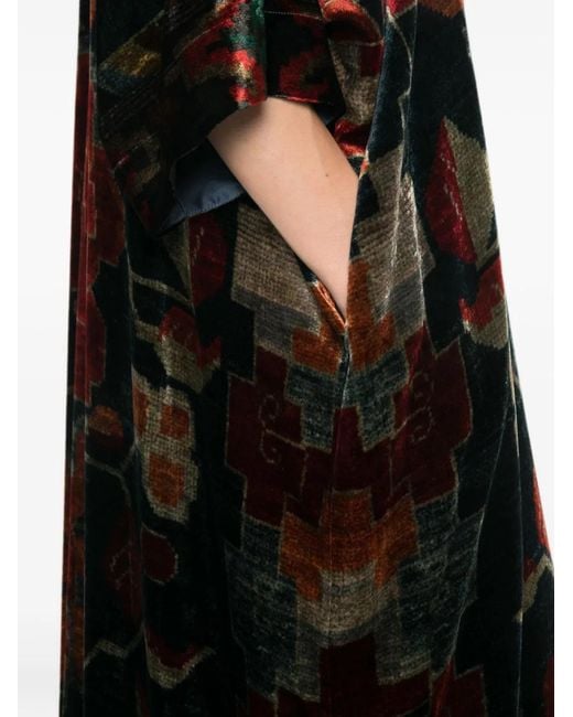 Pierre Louis Mascia Black Printed Long Dress