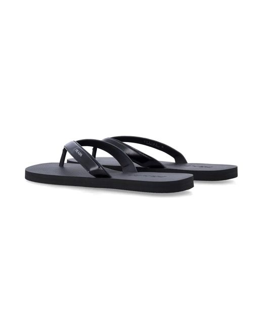 Prada Blue Brushed Leather Flip-Flops for men
