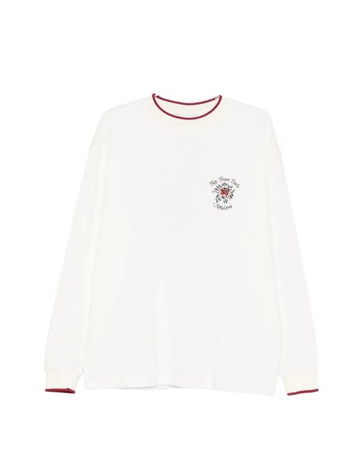 Drole de Monsieur White "Slogan Rose" Long Sleeves T-Shirt for men