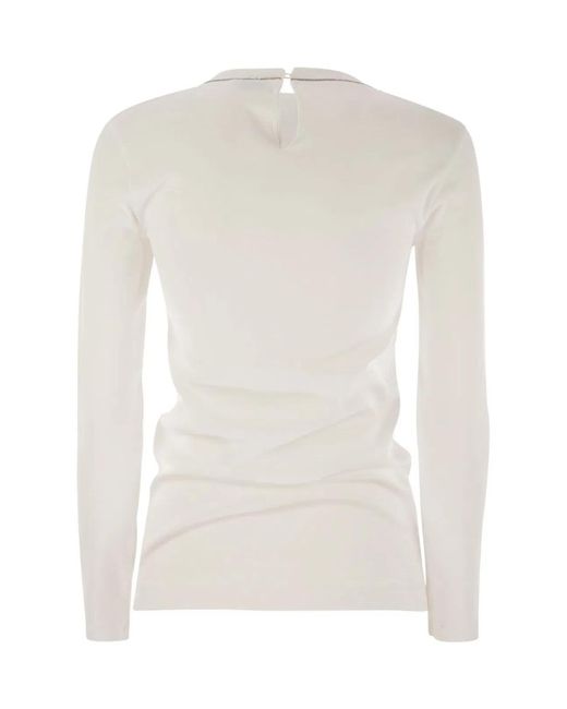 Brunello Cucinelli White Top Adorned With Monili Beads