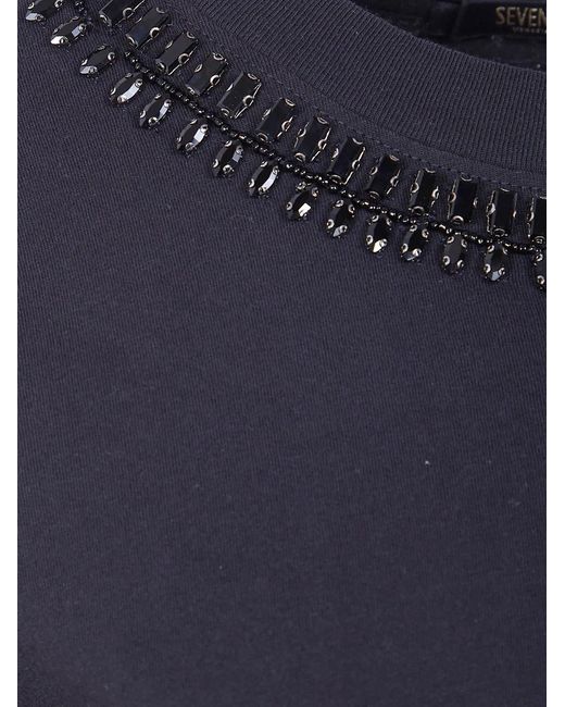 Seventy Blue Jersey Cotton Embroidered T-Shirt