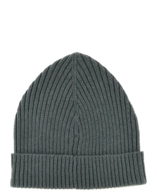 Brioni Green English Ribbed Beanie for men