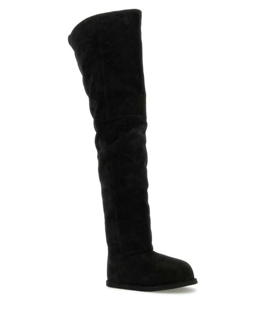 AMINA MUADDI Black Suede Heidi Over-The-Knee Boots