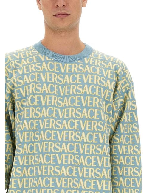 Versace Green Allover Logo Jersey for men