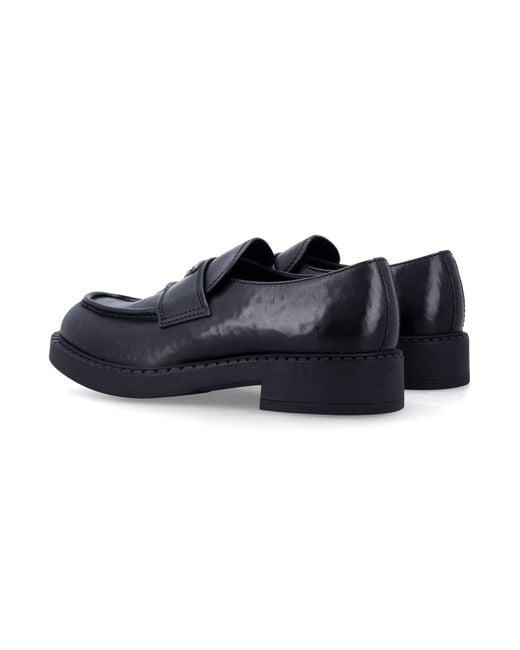 Prada Blue Aged Leather Loafers for men