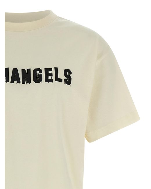 Palm Angels White Logo Print T-Shirt for men