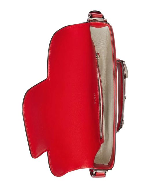 Gucci Red Shoulder Bag Horsebit 1955 Small Size