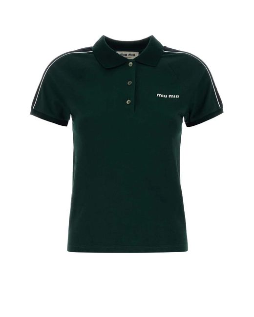 Miu Miu Green Bottle Cotton Polo Shirt