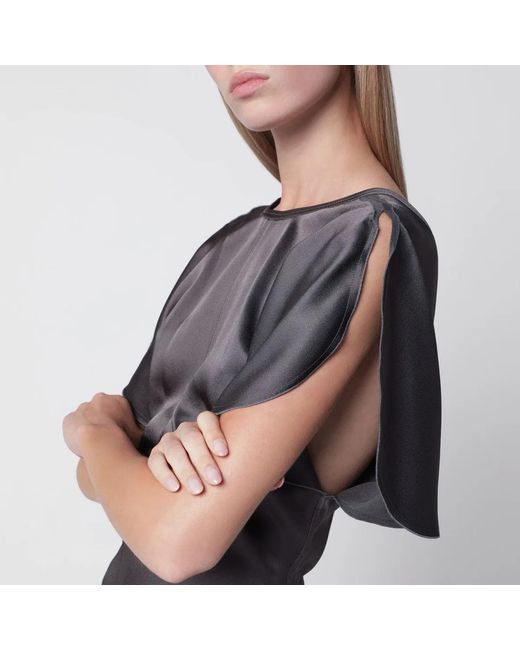 Victoria Beckham Gray Bela Satin Viscose Top