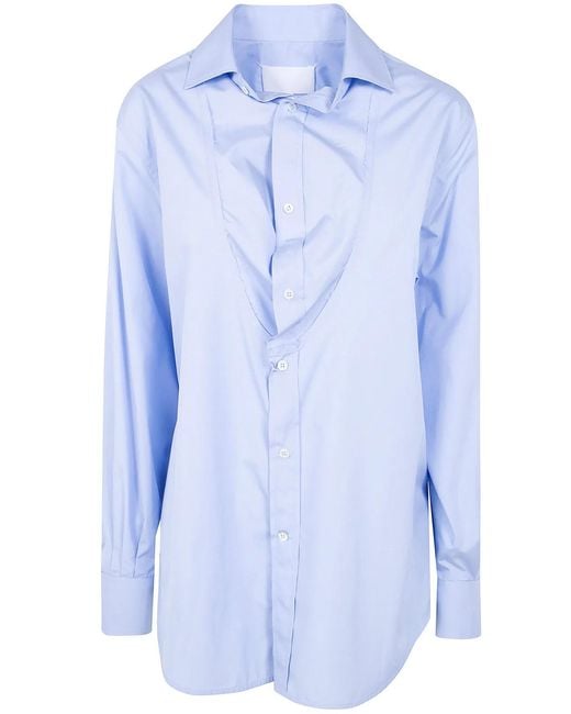 Maison Margiela Blue Blouse With Folded Collar