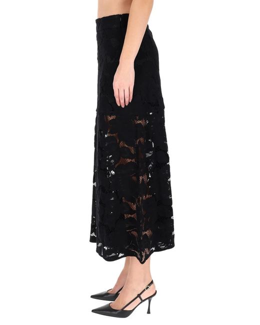 Patou Black Lace Midi Skirt