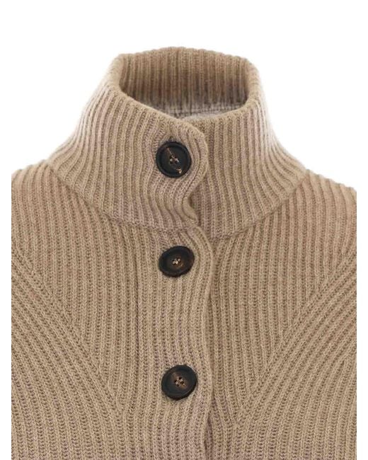 Brunello Cucinelli Natural Knitted Belted Caridgan