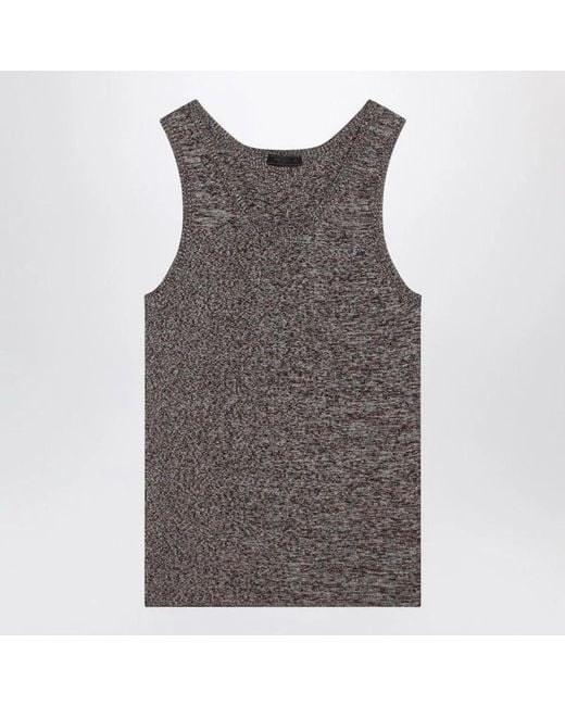Prada Gray Ribbed Tank Top With/ Pattern for men