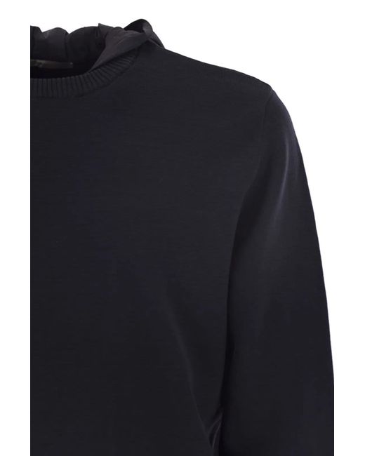 Herno Blue Cotton Hooded Ribbed for men