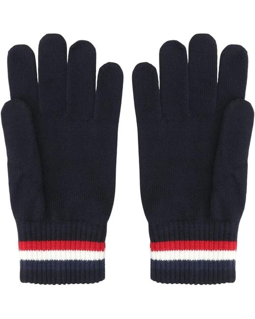 Moncler Black Tricolored Wool Gloves for men