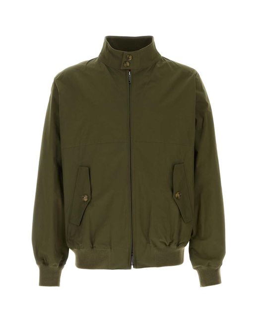 BARACUTA ENGLAND Men's Green Army Polyester Blend Jacket