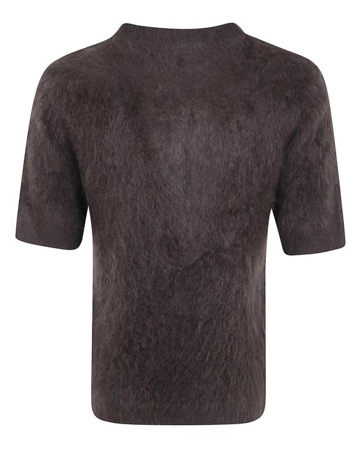 Seventy Black Cashmere Short Sleeves Round Neck Sweater