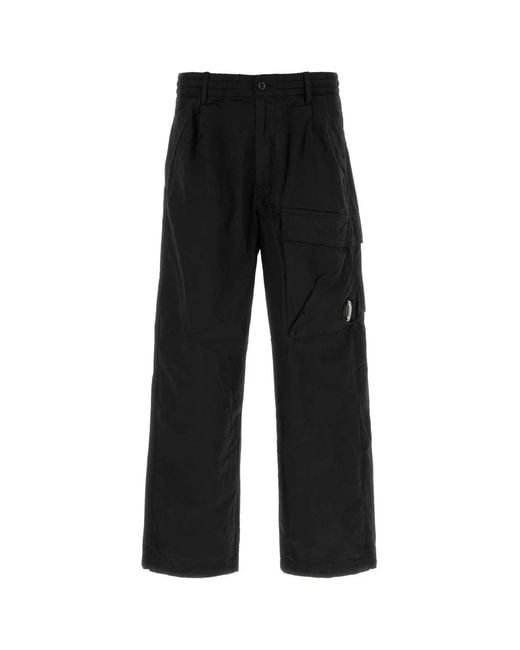 C P Company Black Cotton Cargo Pant for men