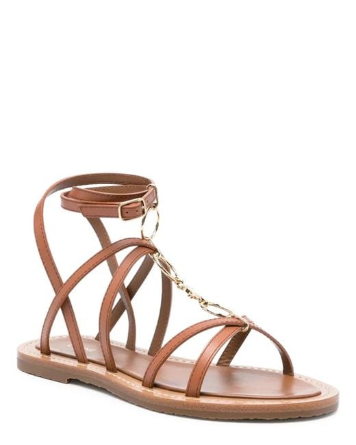 Céline Brown Lympia Leather Sandals