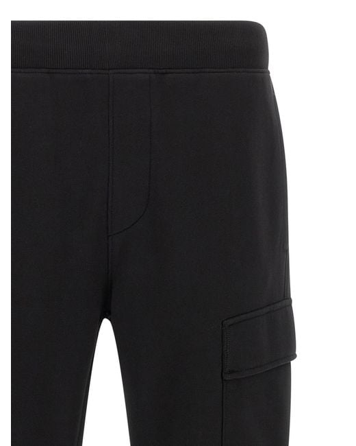 C P Company Black 'Diagonal Raised Fleece' Pants With Lens Detail for men