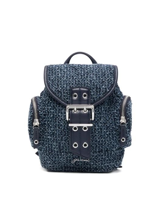 Ganni Blue Mini Denim Backpack