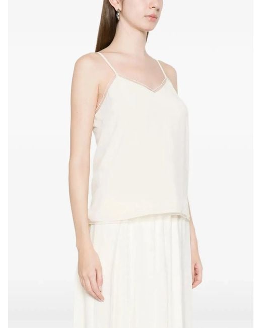 Fabiana Filippi White Butter Acetate Silk Top