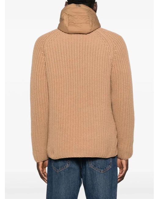 Herno Natural Knitted Bomber Jacket With Bib for men