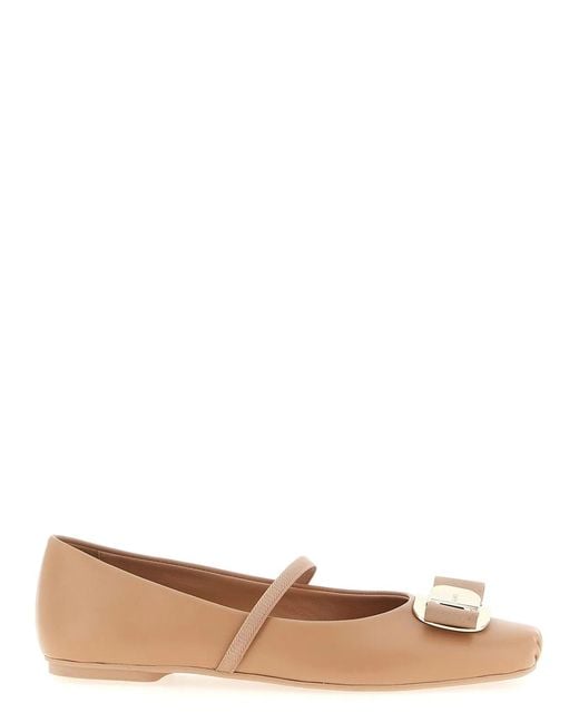 Ferragamo White 'Zina' Ballet Flats