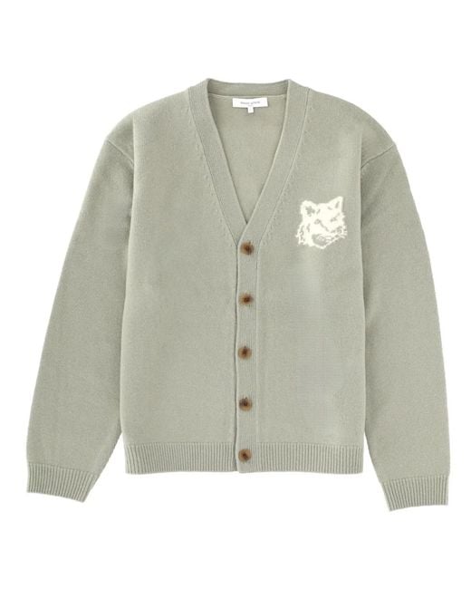 Maison Kitsuné Green Maison Kitsuné "Fox Head" Cardigan for men