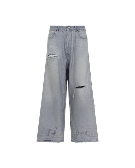 Balenciaga Gray Denim Wide-Leg Jeans for men