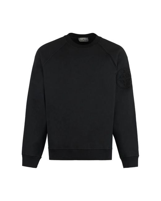 Stone Island Black Cotton Crew-Neck Sweatshirt for men