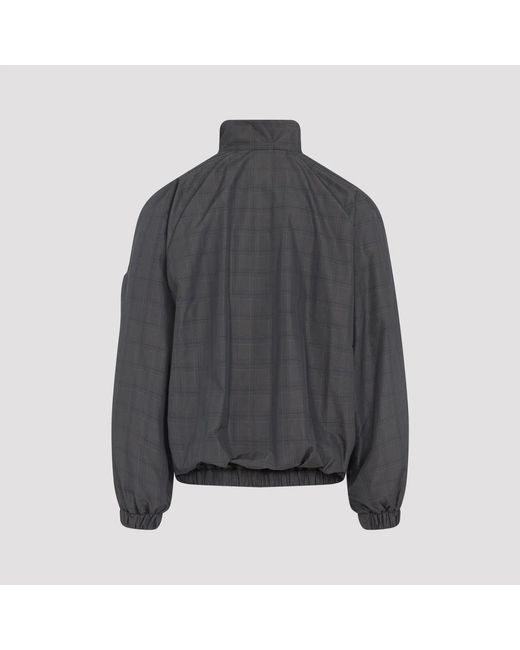 Balenciaga Gray Plaid Zip-Up Jacket for men