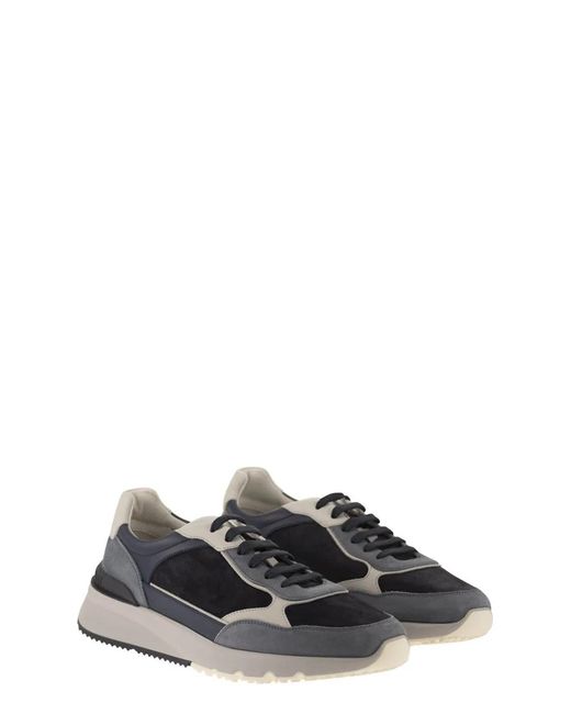 Brunello Cucinelli Gray Light And Nubuck And Suede Runners With A Lightweight Micro Sole for men