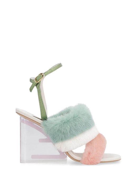 Fendi Blue Ankle-Strap Wedge Heels