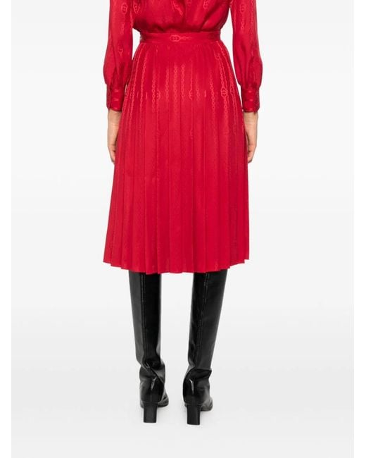 Gucci Red Pleated Silk Twill