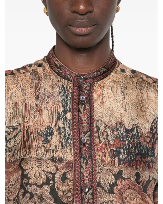 Pierre Louis Mascia Natural Printed Silk Shirt
