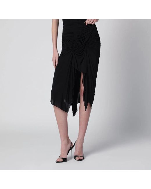 Francesco Murano Black Draped Skirt With Front Slit