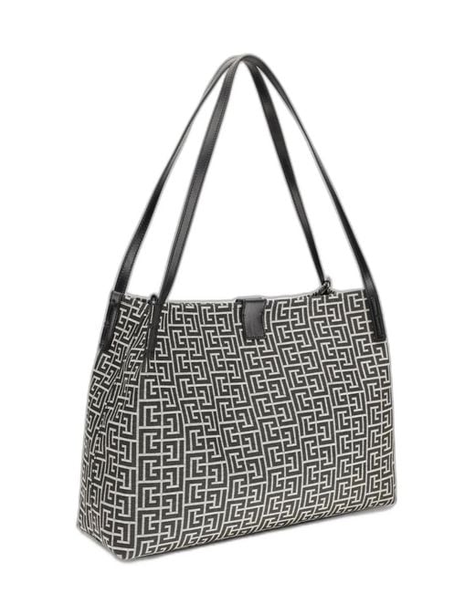 Balmain White Leather Totes Large Open