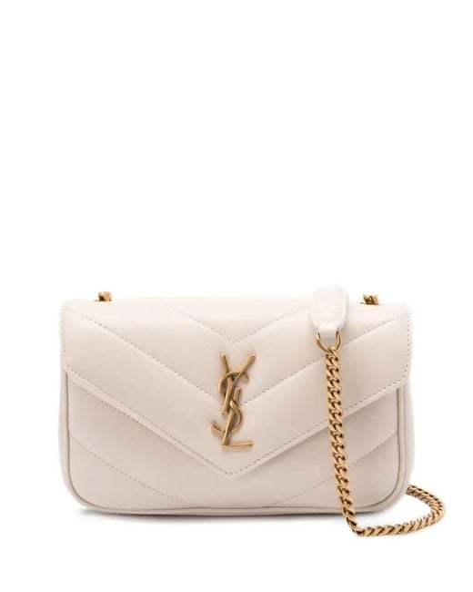 Saint Laurent Natural Ivory Leather Mini Loulou Crossbody Bag