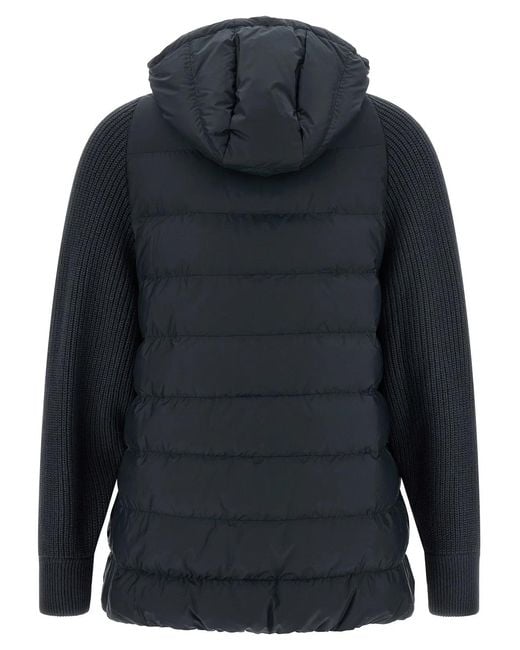 Brunello Cucinelli Black 'Shiny Zipper Pull' Down Jacket