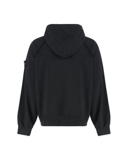 Stone Island Black Cotton Hoodie for men