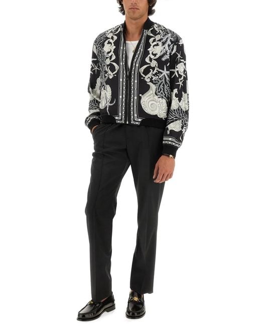 Versace Black Reversible Baroque Sea Jacket for men