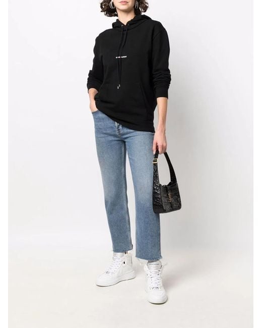 Saint Laurent Black Logo Cotton Hoodie