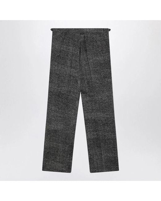 Prada Gray Herringbone Pants for men