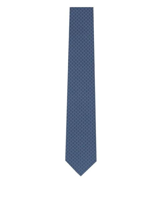 Gucci Blue Silk Jacquard Tie for men