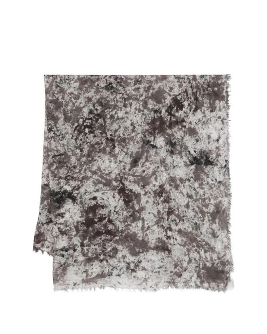 Avant Toi Gray "Zola" Camouflage Effect Modal Linen Silk Scarf 130X135 for men