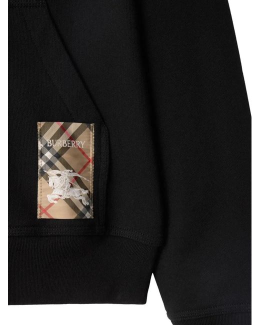 Burberry Black Cotton Full Zip Hoodie for men