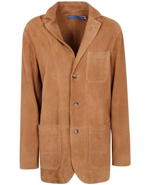 Polo Ralph Lauren Brown Suede Jacket With Three Buttons